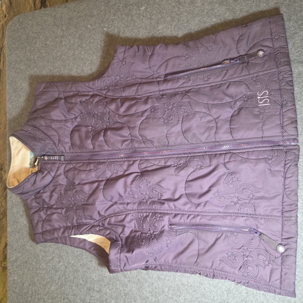 Isis Women's Purple Quilted Full Zip Sleeveless Vest Size 14 F1
